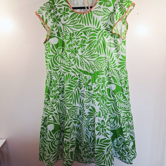 Dresses & Skirts - Uncle Frank green white floral dress size medium cottagecore dainty